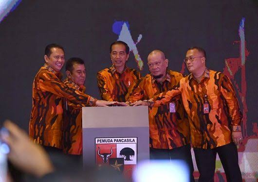 Presiden Jokowi, Ketua MPR Bambang Soesatyo, Ketua Umum PP Yapto Soerjosoemarno , Ketua DPD RI La Nyalla Mataliti dan Fungsionaris PP Lainnya. Ist
