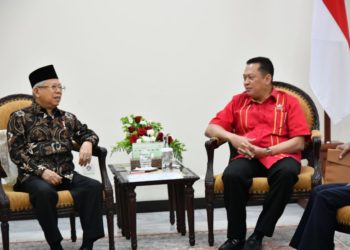Wakil-Presiden-Ma’ruf-Amin-menerima-kunjungan-Wakil-Ketua-Umum-Soksi-Bambang-Soesatyo-di-Kantor-Wapres-Jakarta-Selasa-4-2-2020.-Ist