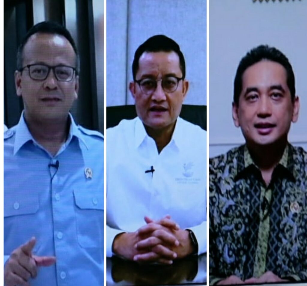 Tiga-Menteri-Sosial-Juliari-Batubara-Menteri-Perdagangan-Agus-Suparmanto-dan-Menteri-Kelautan-dan-Perikanan-Edi-Prabowo.-berikan-motivasi-Edufair-SMA-8-Jakarta.-foto-Ist