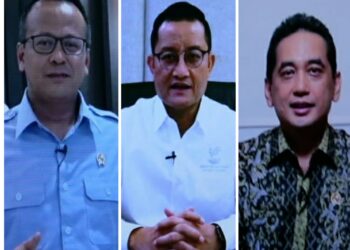 Tiga-Menteri-Sosial-Juliari-Batubara-Menteri-Perdagangan-Agus-Suparmanto-dan-Menteri-Kelautan-dan-Perikanan-Edi-Prabowo.-berikan-motivasi-Edufair-SMA-8-Jakarta.-foto-Ist
