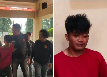 Tim-Resmob-Satreskrim-Polres-Pekalongan-amankan-Nur-Fadilah-ayah-yang-diduga-membunuh-bayinya-sendiri-yang-berusia-2-bulan-ke-Mapolres-Pekalongan-kemarin-siang.-Foto-Hadi-Waluyo